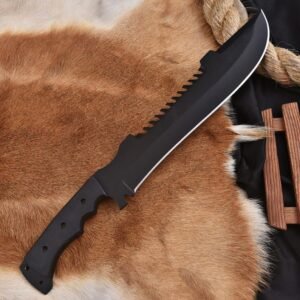Tactical 16″ High Carbon Steel Machete – Heavy Duty Survival Knife with Black Micarta Handle